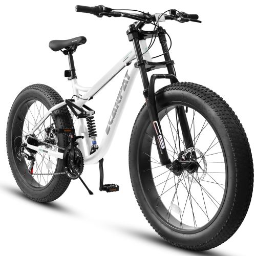 A26309 26 inch Mountain Bike,Full-Suspension 21 Speeds Drivetrain with Disc-Brake MTB Bicycle, 26*4" Fat tire Bike for Men or Women. A26309 26 inch Mountain Bike,Full-Suspension 21 Speeds Drivetrain with Disc-Brake MTB Bicycle, 26*4" Fat tire Bike for Men or Women.