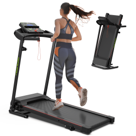 Folding Treadmill with Incline 2.5HP 12KM/H Electric Treadmill for Home Foldable, Bluetooth Music Cup Holder Heart Rate Sensor Walking Running Machine