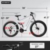 A26309 26 inch Mountain Bike,Full-Suspension 21 Speeds Drivetrain with Disc-Brake MTB Bicycle, 26*4" Fat tire Bike for Men or Women.