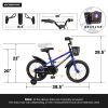 C14111A Kids Bike 14 inch for Boys & Girls with Training Wheels, Freestyle Kids' Bicycle with Bell,Basket and fender.