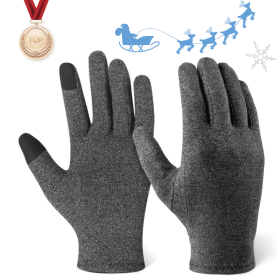Winter Gloves Thermal Touch Screen Thermal Windproof Warm Gloves 1Pc Arthritis Gloves Woman Rheumatoid Magnetic Therapy Glove (Color: GRAY, Gloves Size: M)